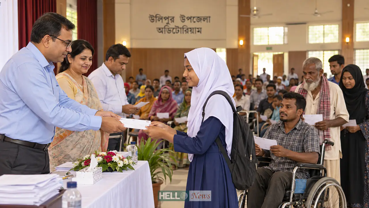 উলিপুরে আর্থিক সহায়তার চেক বিতরণের প্রতীকী দৃশ্য